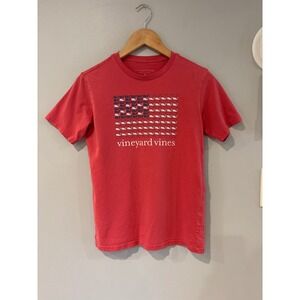 Vineyard Vines Boys American Flag Whale Logo Graphic T-Shirt Size M 12-14